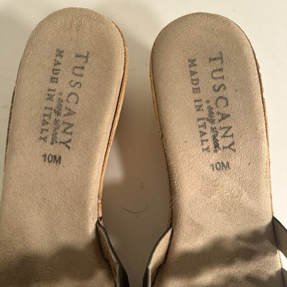 Tuscany Easy Street Black Cork Slip On Platform Wedges Slides Sandals 10M Boho - Picture 7 of 16